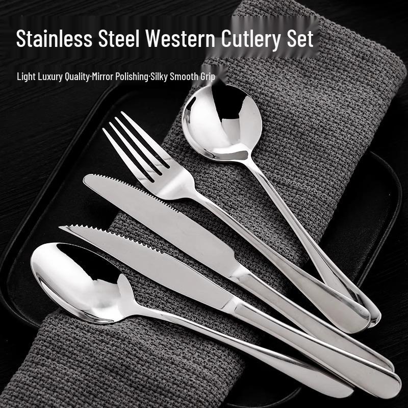 1010 Stainless Steel Cutlery Set: Steak Knife, Fork, Spoon, Mixing Spoon, Dessert/Coffee Spoon, Fruit Fork