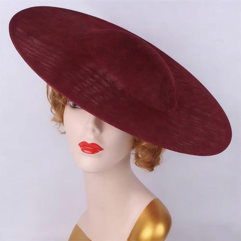 Grand Chapeau en Maille Large Bord Headdress de Mariée Mode Vintage Fascinator Chapeau Dame