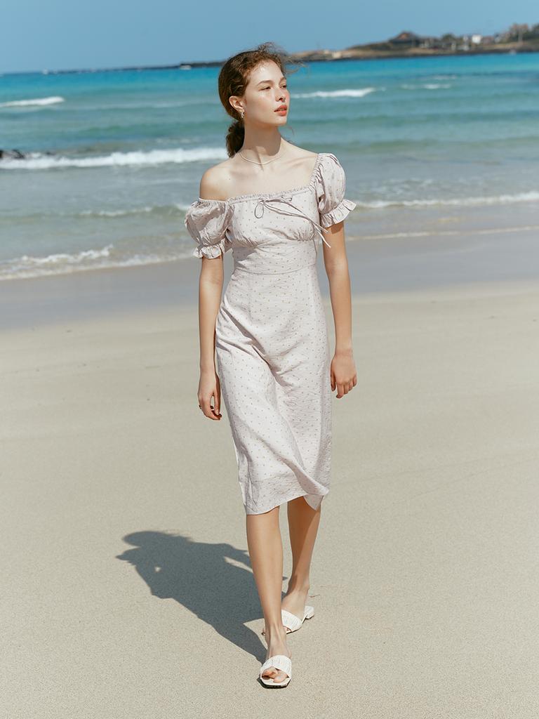 Lenina Melania Puff Sleeve Dress_Lavender