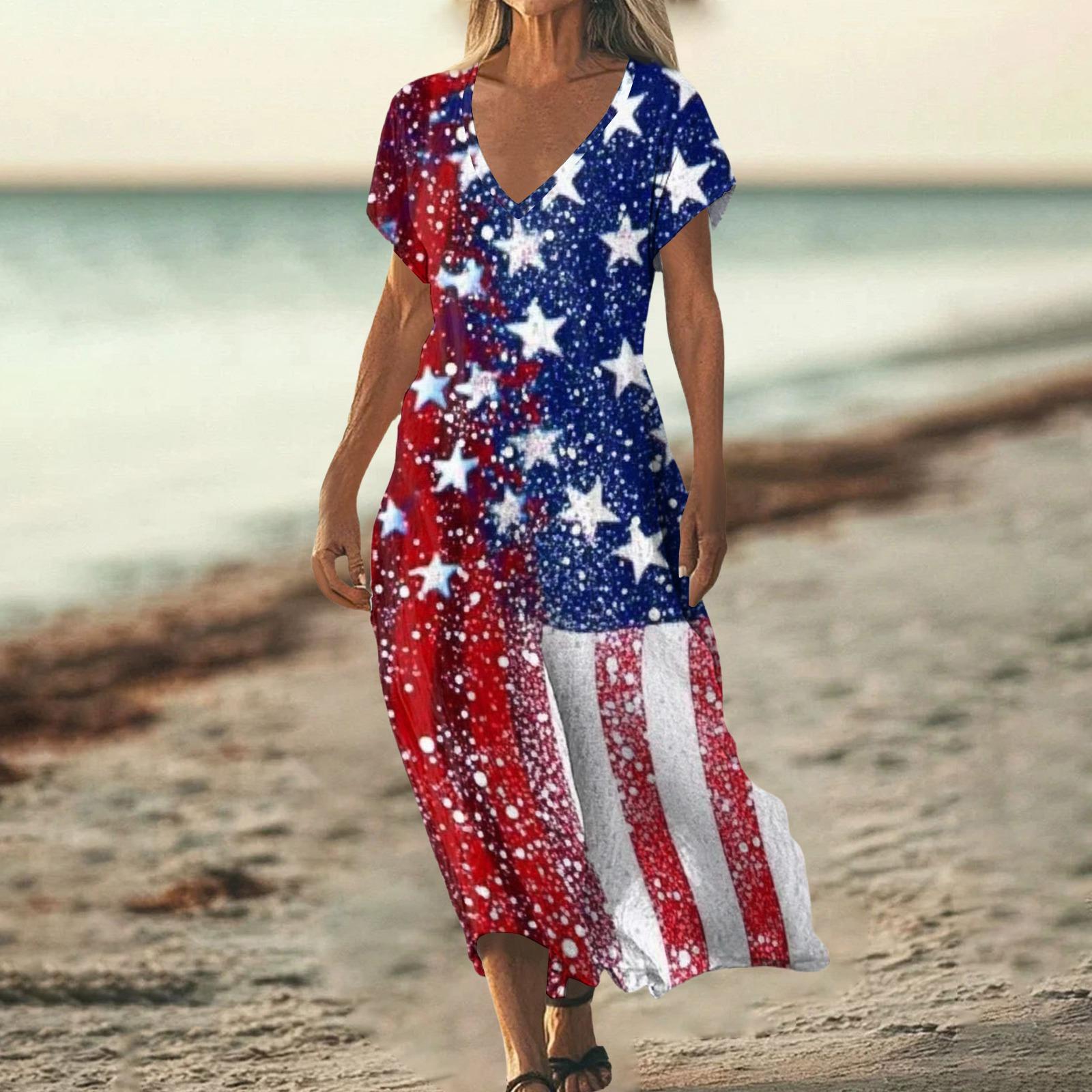 

Летнее платье Женское Длинное пляжное платье Элегантное платье V-образный вырез Короткий рукав Летнее платье Легкое Воздушное XL винный