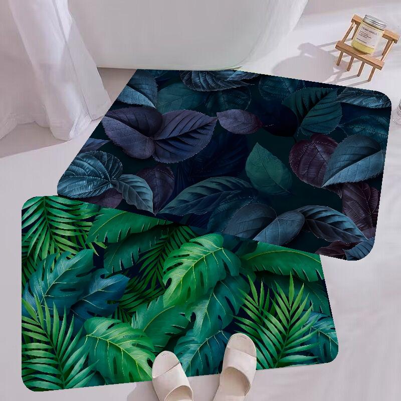 Tropisches Palmenblatt Kaktus Eingangstürmatte Rutschfest Wasserabsorbierend Langer Streifen Kissen Schlafzimmermatte Toilettenteppich