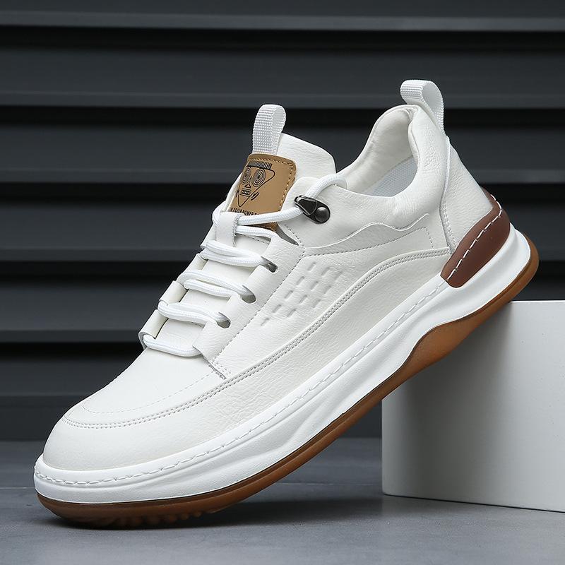 Leather Men's Shoes Spring Versatile Trend Breathable Little White Shoes Men's Summer Hollow Hole Leather Shoes Men's Casual Board Shoes