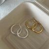 Temperament Versatile Commuter Four Seasons Can Wear Plain Ring Round Brushed Earrings Simple Premium Earrings Women