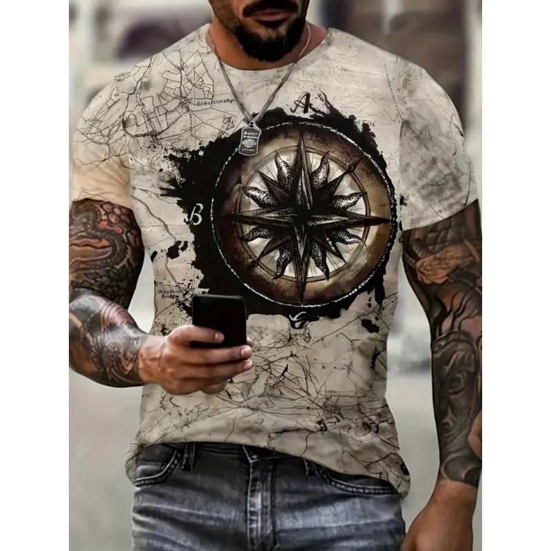 

Летний топ с круглым вырезом, с уникальным 3D принтом геометрического узора, модная повседневная мужская футболка с коротким рукавом XS