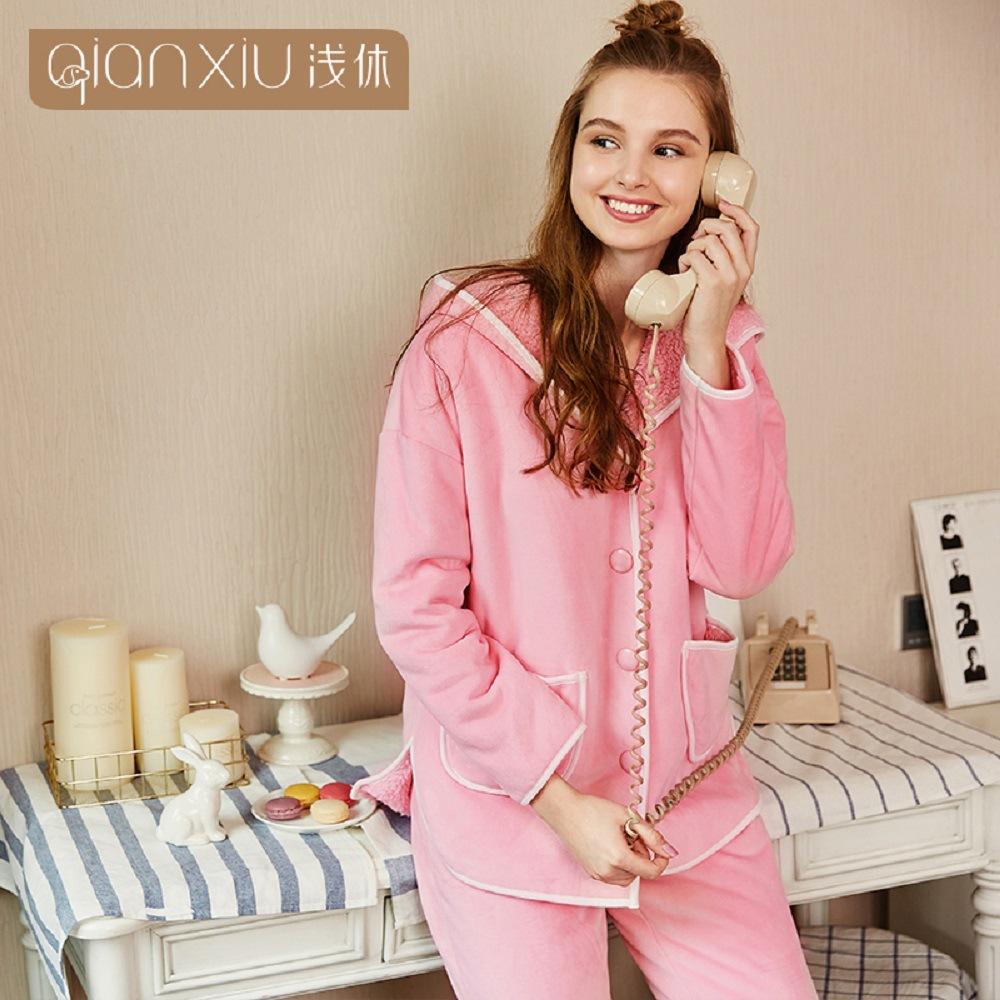 [Verschiedene Stile] Kompound-Imitations-Lammwoll-Pyjama Winter Samt Verdickt Pelz Integrierte Loungewear Hellrot