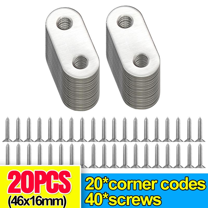 Stainless Steel Corner Bracket Metal Flat Straight Brace Fixed Connecting Plate Corner Brackets For Reapiring Furniture Cabinet