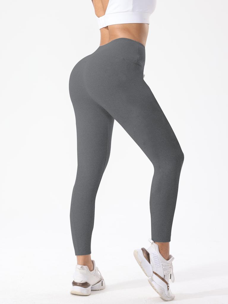 High-Waisted Tight Leggings Ribbed Comfortable Casual Sports Long Pants