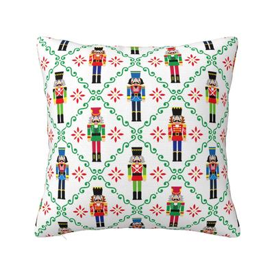 Merry Christmas Nutcracker Pattern Pillow Case 18x18 Inch Winter Holiday Party Cushion Cover Home Car Decoration for Sofa Couch