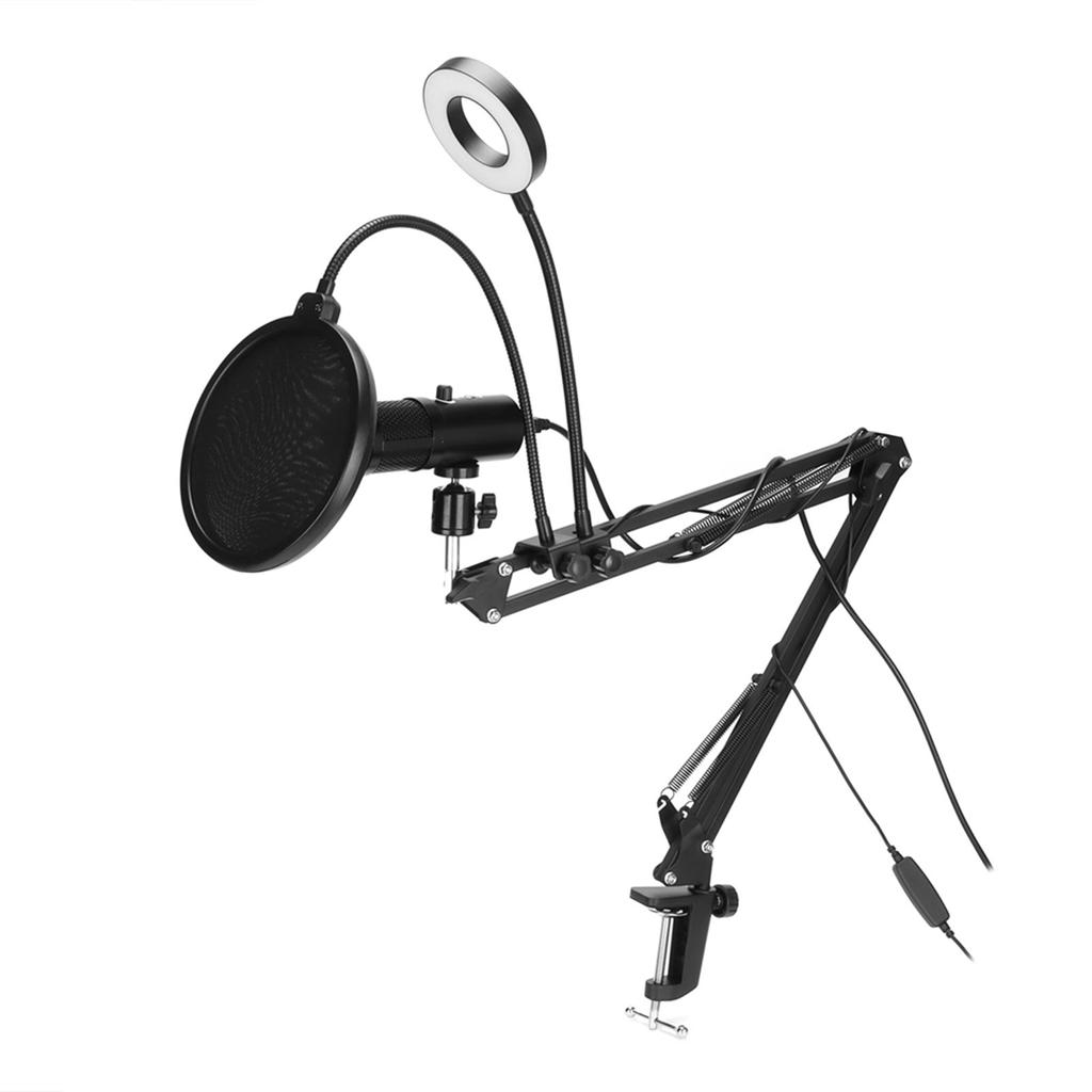 USB Microphone OneKey Mute RGB Light Podcast PC Cardioid Condenser Mic Kit for Recording Live Streaming(A6S with 35