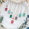 Necklace Women's European and American Fashion Hot Sale Rectangular Round Micro-inlaid Zircon Temperament Collarbone Chain High-end Accessories