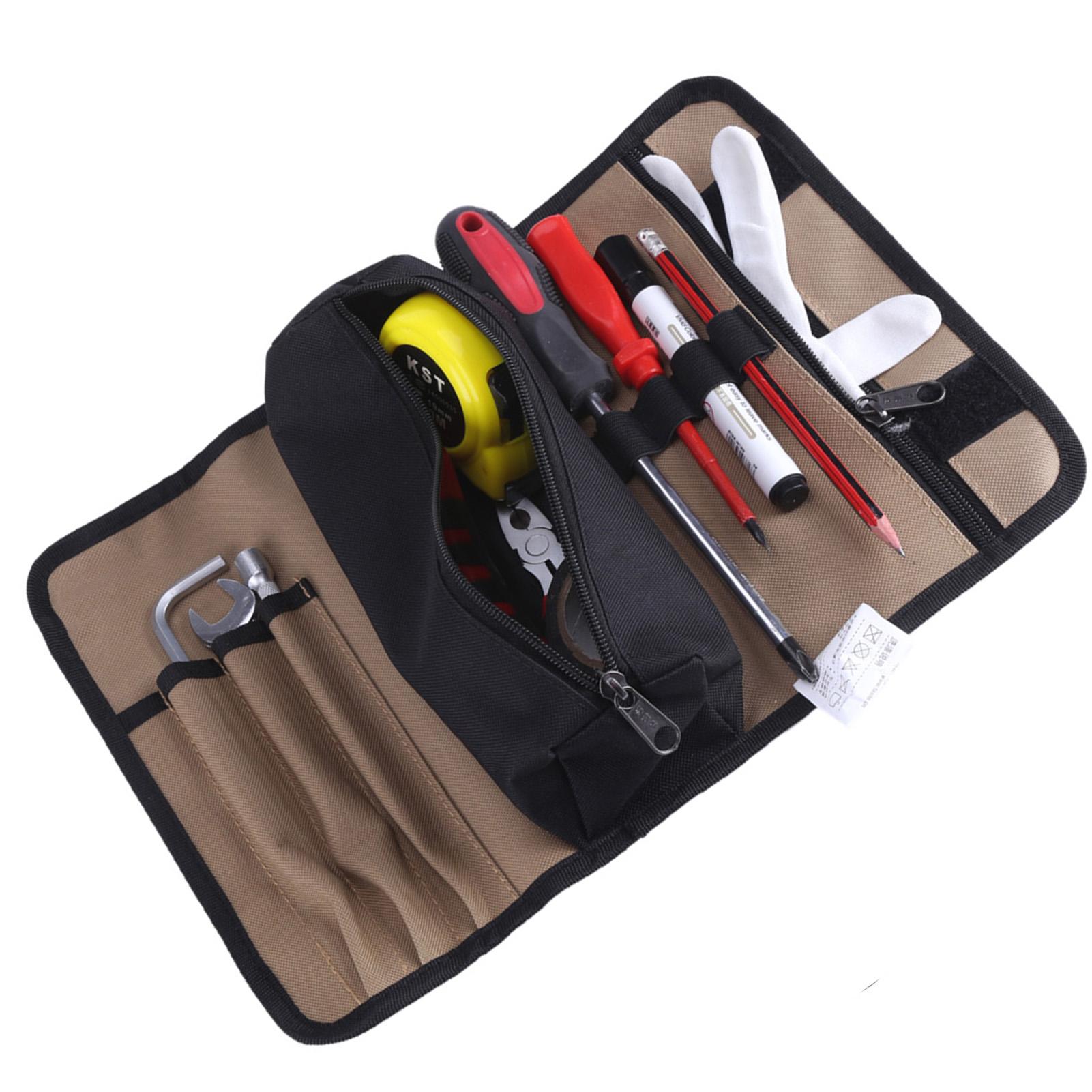 

36 * 25cm Durable Waterproof Canvas Electrician Roll Up Hardware Tools Storage Bag белый