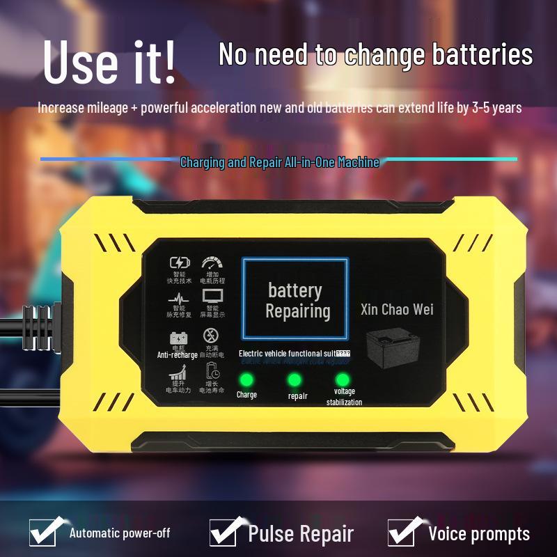 Smart Pulse Voltage Stabilizer for Electric Vehicles - One-Key Battery Repair & Auto Power-Off Protection