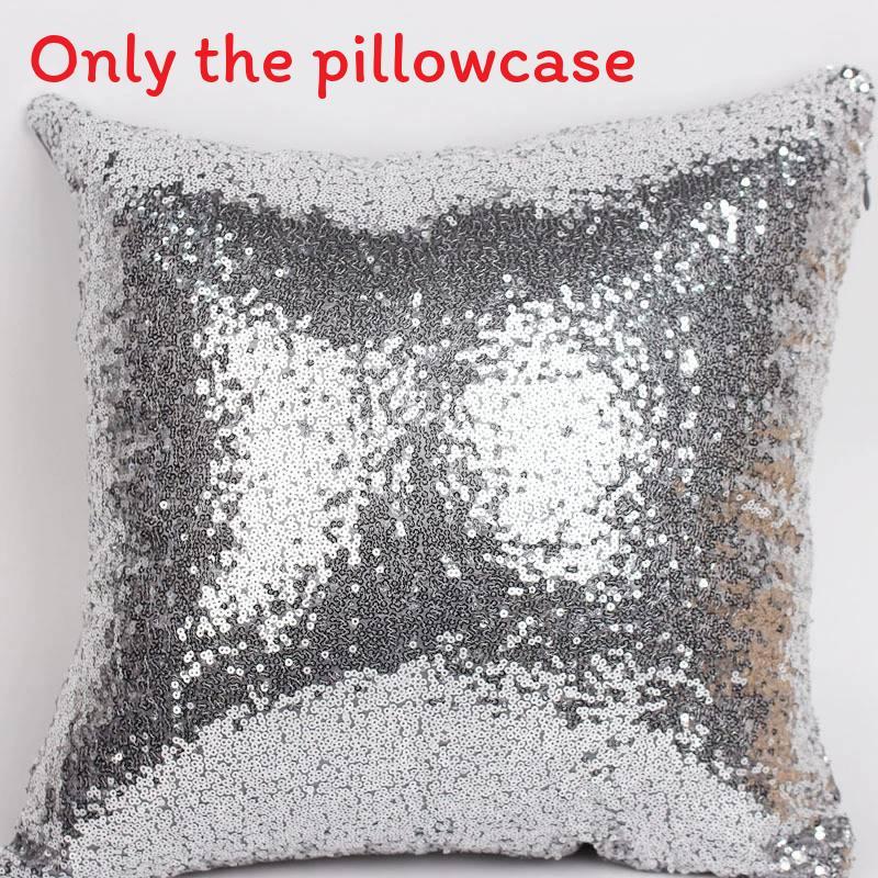 Chameleon Fabric Sequin Pillowcase With Solid Color For Living Room Decor