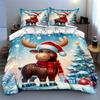 Festive reindeer scenery Bedding Duvet cover sets Duvet covers Pillowcases gifts (1 * Duvet Cover 2 * Pillowcases, without duvet insert)
