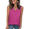Women's V Neck Sleeveless Loose Fit Casual Solid Color Tank Top For Summer Daily Wear