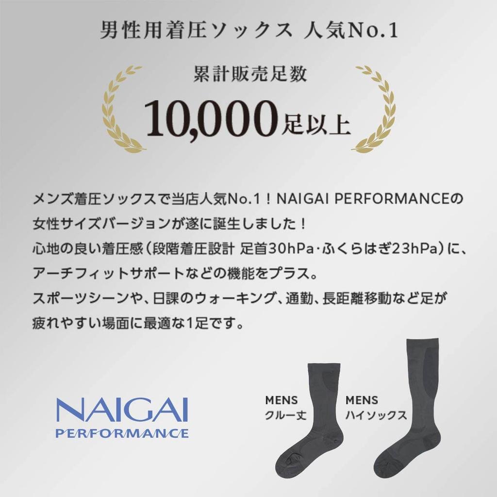 Naigai Compression High Socks with Arch Fit 23hPa at the Foot and 30hPa at the Made in Gift 90301006 Women's Support, Ankle, Japan, Idea, (Size