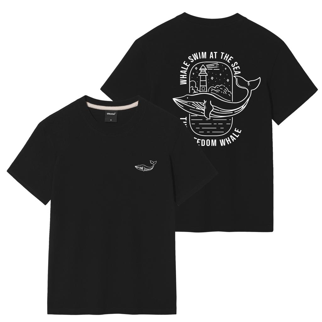 OKSTAR Lighthouse Whale Short Sleeve T-Shirt (Type A)