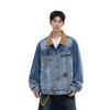 Men's Retro Denim Jacket: Spring & Autumn Casual Solid Color Lapel, Trendy and Loose Fit.