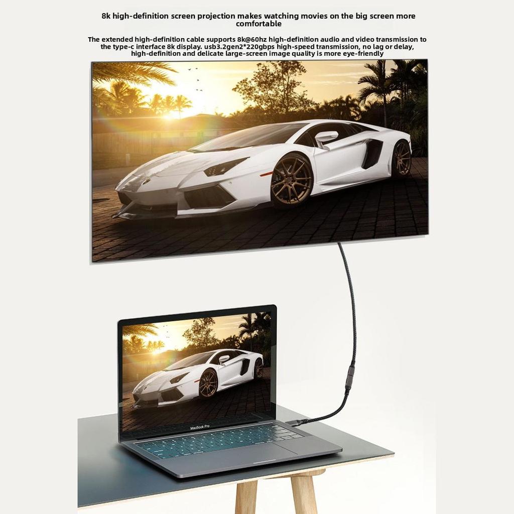 Type-C Extension Cable Male To Female USB 3.2 20Gbps Data Cable 8K Screen Casting Cable Adapter 240W Fast Charging Cable