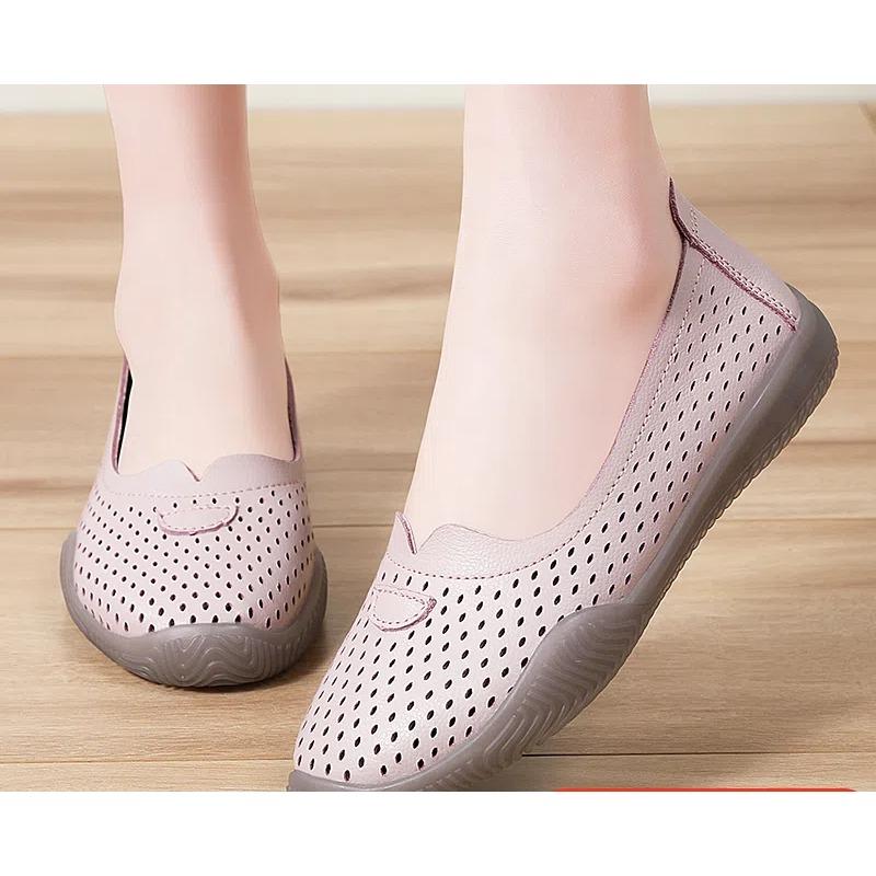 Fashion Women'S Summer New Mesh Sole Soft Mouth Lazy Casual Shoes Breathable Mesh Fabric Mom Soft Sole Shoes Flat Bottom