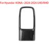 For Hyundai KONA SX2 Carbon Fiber Interior Trim Window Button/Door Bowl Cover/Front Water Cup Holder/Steering Wheel Decoration
