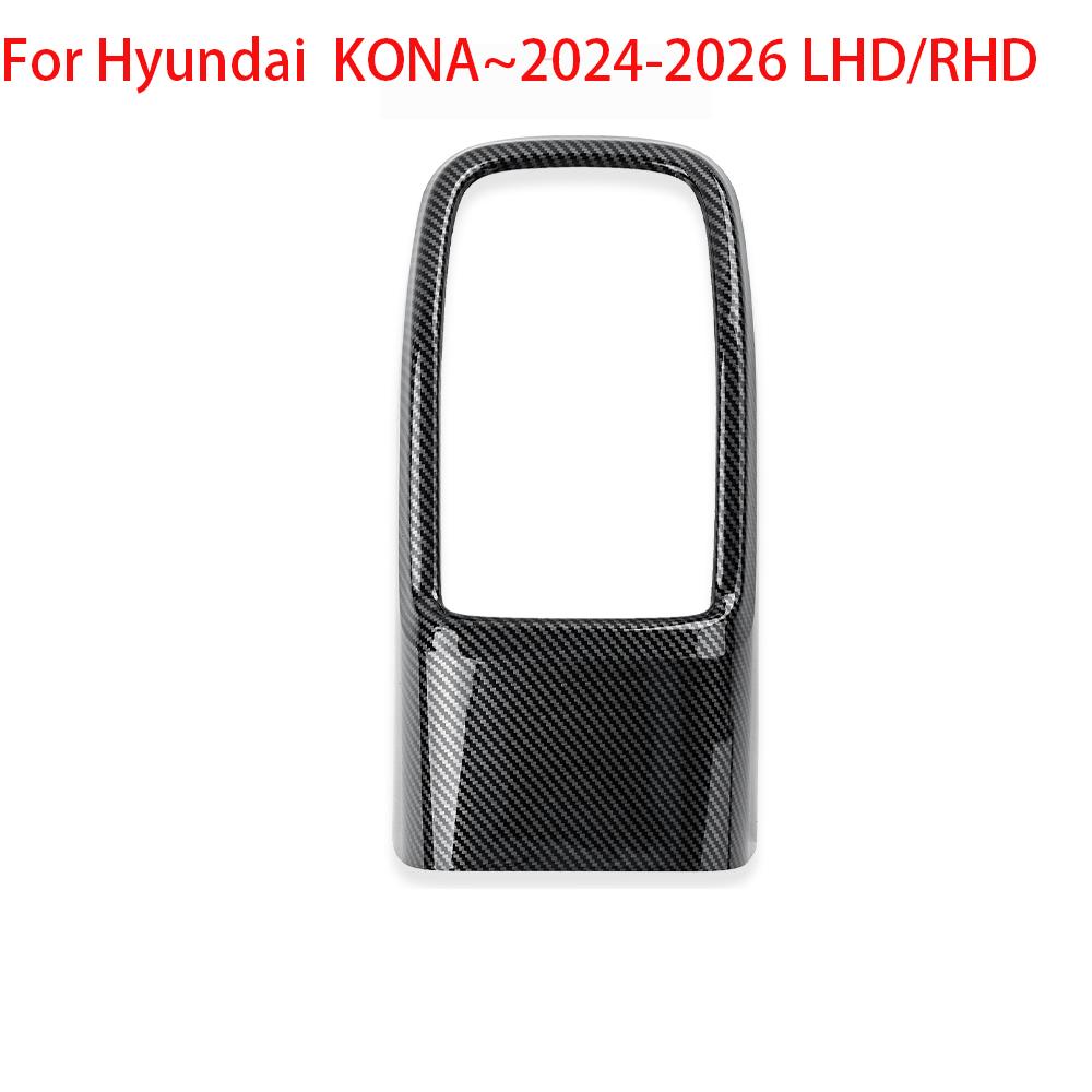 For Hyundai KONA SX2 Carbon Fiber Interior Trim Window Button/Door Bowl Cover/Front Water Cup Holder/Steering Wheel Decoration