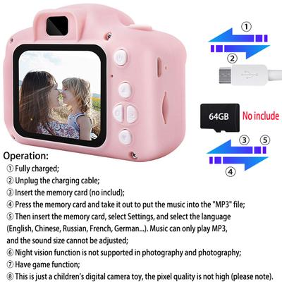 Kids Camera 2inches Screen 13Million Pixels Selfie Digital Cam- for 4 To 12Year Old Girl Boy Christmas Birthday Gift Toy