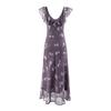 French Atmosphere Purple Floral Dress Summer New Vacation Temperament Lotus Leaf Waist Thin Dress
