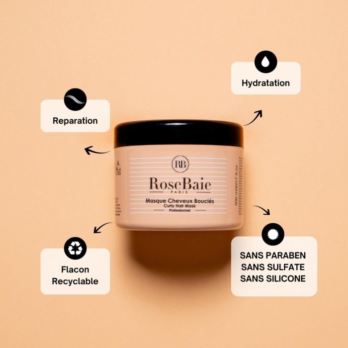 Haarmaske - Rosa Beere - Avocadoöl - Keratin - Sheabutter - Lockiges Haar