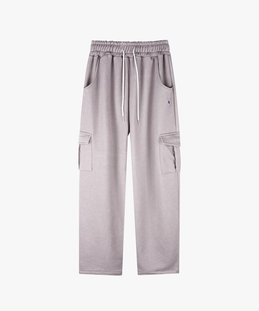 LOSSYROW Lossy Pigment Patch Cargo Sweat Pants_Gray