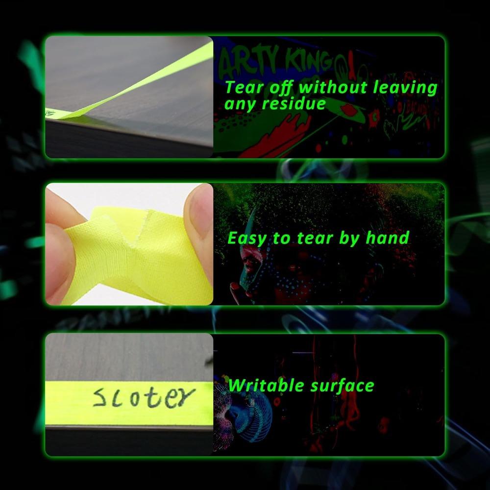 UV Glow Cotton Tape Neon Gaffer Safety Masking Warning Fluorescent Self-Adhesive Wedding Party Home Decoration Floors Stage