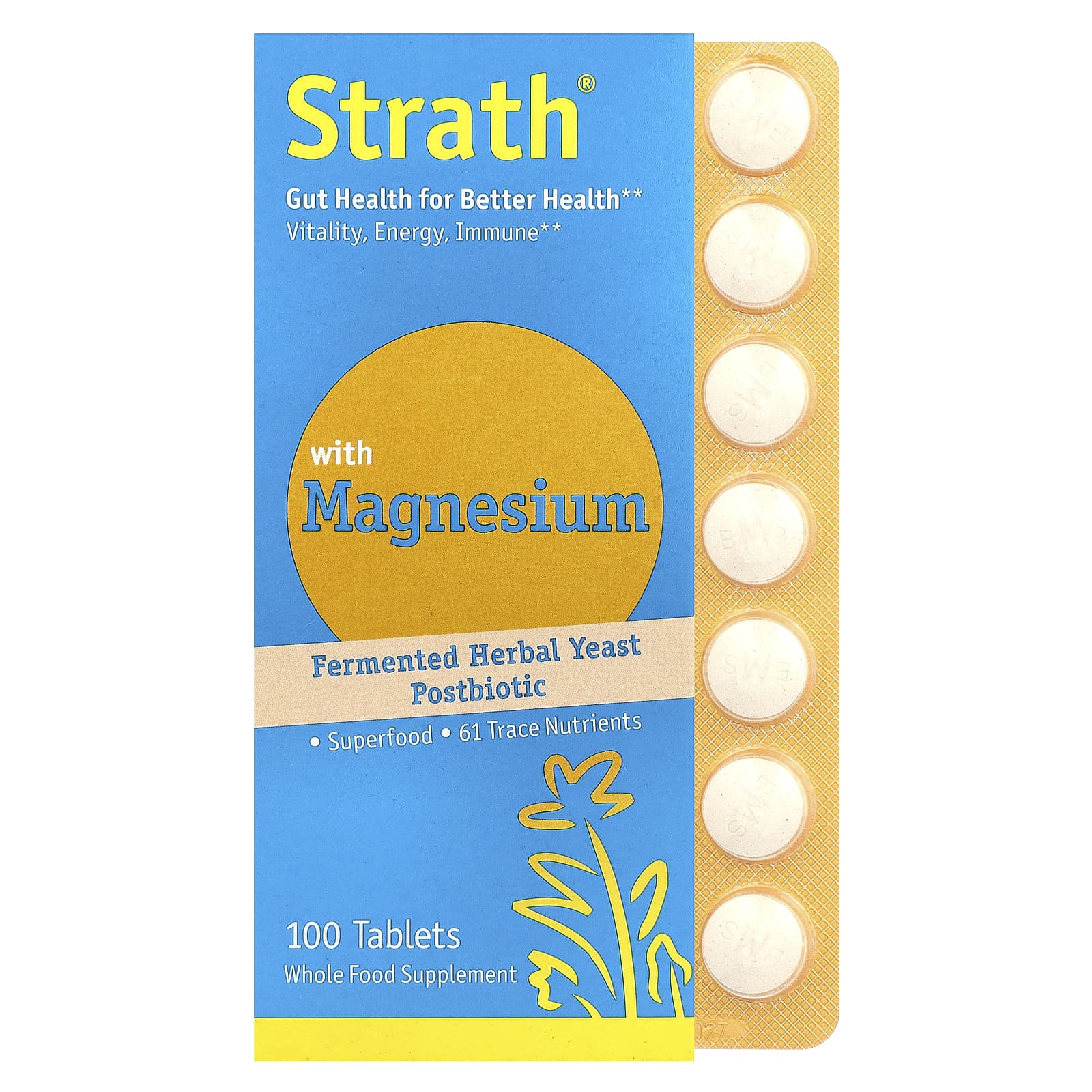 

Bio-Strath, Fermented Herbal Yeast Postbiotic, with Magnesium, 100 Tablets