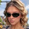Small Frame Cat Eye Oval Punk Sunglasses Women  Luxury Brand Retro Metal Cateye Shades Classic Driving Eyewear For Ladies