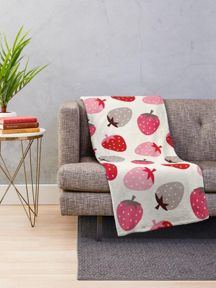 Strawberry Fields Throw Blanket Soft Cozy Plush Comforter for Bed Couch or Sofa Decor Lightweight Indoor Outdoor Use Size: 75*100cm, Weight: 230 GSM
