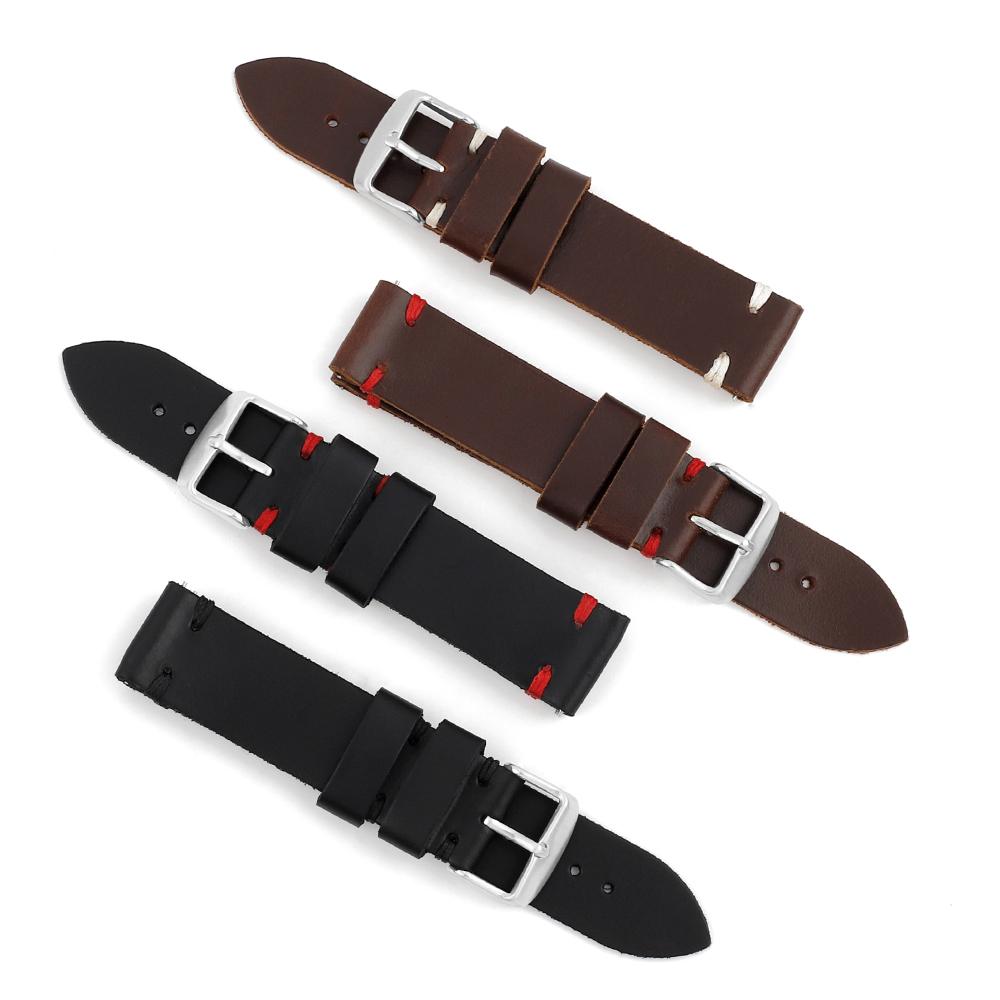 Vintage Genuine Leather Watch Band 18mm 20mm 22mm Handmade Stitching Cowhide Strap for Smartwatch Wristband Watches Accessories