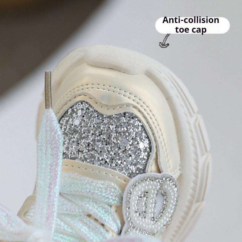 Girls' Fashionable Casual Shoes Children's Stylish Sports Shoes Rhinestone Sequined Dad Shoes Girls' Princess Shoes