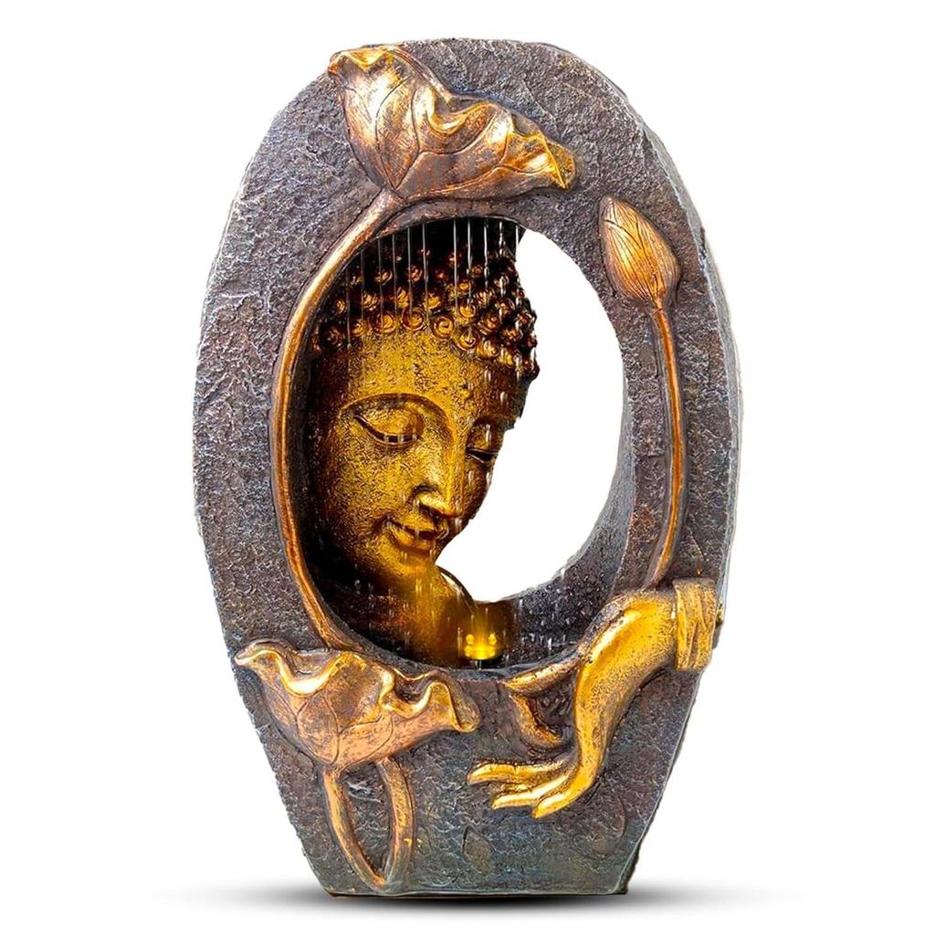 Buddha Water Fountain for Home Decor/LED Lights/Waterfall Fountain Indoor Home Decor/Garden Decor Items