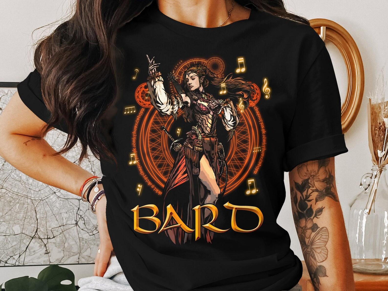 Elven Bard T-Shirt for RPG Gamer, Elf Roleplaying Tee, Fun Bard Graphic Tee, Tabletop Gaming Shirt, Fantasy Roleplaying, RPG Adventures 4XL