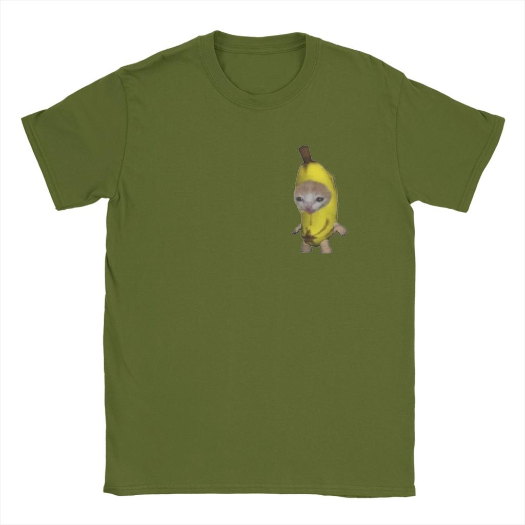 Crying Cat Banana T Shirt Summer Pure Cotton T Shirts For Mens Harajuku Printed Tee Shirt Short Sleeve Y2K Casual Tees