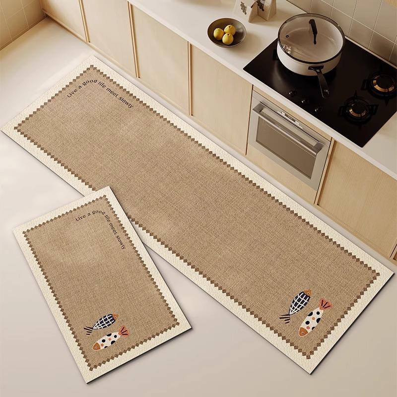 Kitchen Rug Waterproof Floor Mat PVC Leather Carpet Anti-slip Mats Japanese Style Home Decor Rugs alfombras de cocina