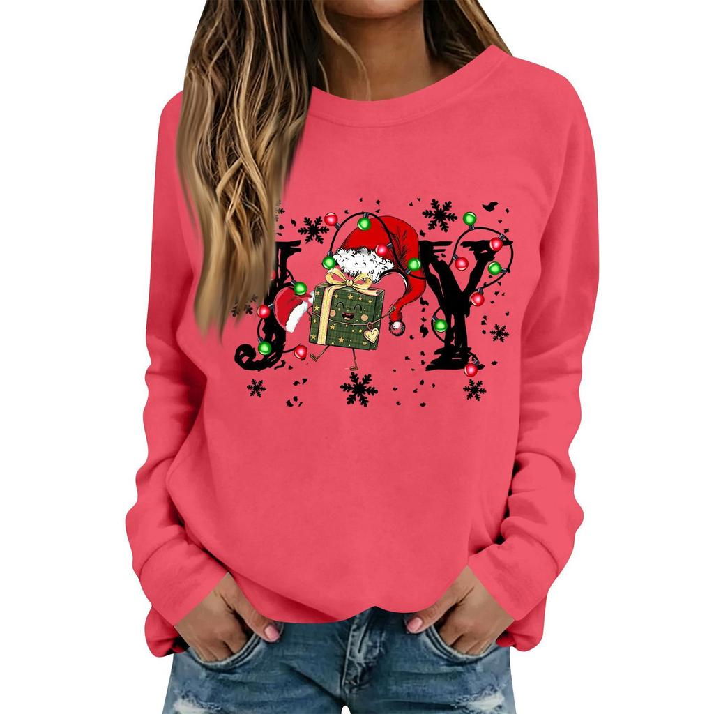 Women's Casual Christmas Print Long Sleeve Round Neck Top
