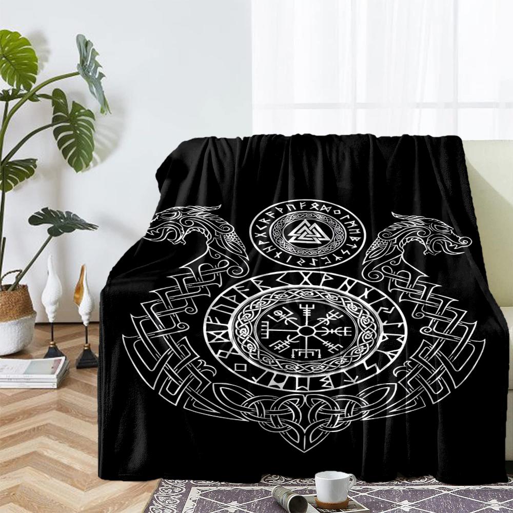 Viking Theme Printed Blanket - Perfect for Couch, Bed, Travel & Outdoor Use | Machine Washable, Cozy & Durable.