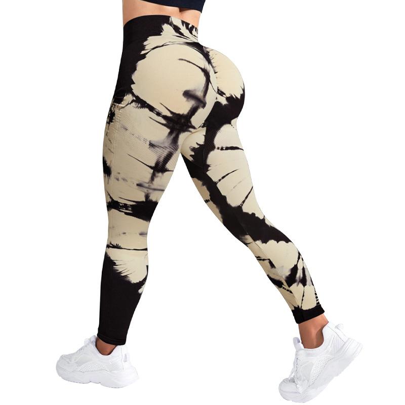 

Бесшовные спортивные леггинсы с высокой талией и утяжкой, с принтом тай-дай, быстросохнущие брюки для йоги, спортивные леггинсы с эффектом «персиковых ягодиц», облегающие, для женщин XL