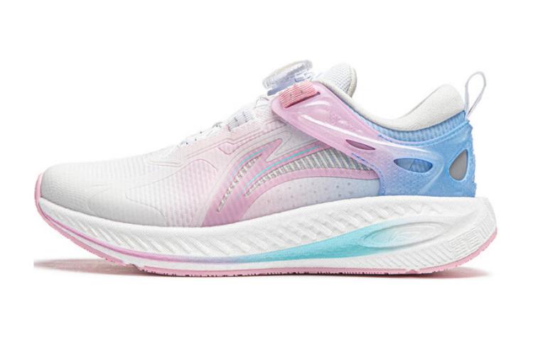 Li Ning YOUNG Kunpeng 2.0 Fabric Minimalist Style Abrasion Resistant Breathable Low Top Kids' Running Shoes White Pink YKFU002-4