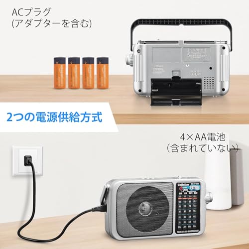 Gelielim Portable Radio, FM/AM/SW1-2/Wide FM Compatible, High Sensitivity, Bass Enhancement, Large Station Display, USB/SD/TF Card Compatible, MP3 Pla