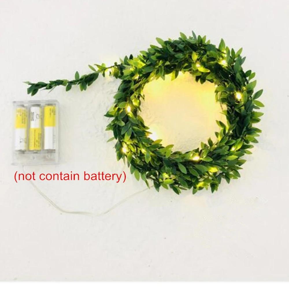 Green Leaves Light LED Copper Wire Lighting Chains AA Battery 2m 3m 4m 5m 10m for Wedding forest table christmas house party decorate