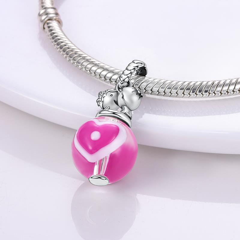 Copper Pink Cute Pet Bow Shiny Zircon Beads Suitable For Panoriginal Bracelet Diy Jewelry Birthday Gift Anniversary