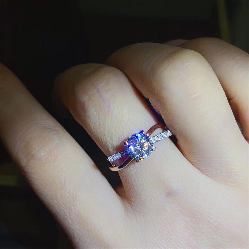 Women s 1-Carat D Color Moissanite & Micro-Set Diamond Square Ring with Certificate Size 18