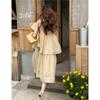 French Retro Solid Color Sleeveless Vest Dress Women's Summer Wear Gentle Wear Loose Chic Beautiful Yellow Dress