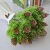 2 Bouquets Artificial Plant 7-pronged Easy To Care Plastic Fake Cedar Branches with Simulation Pine Cones for Home